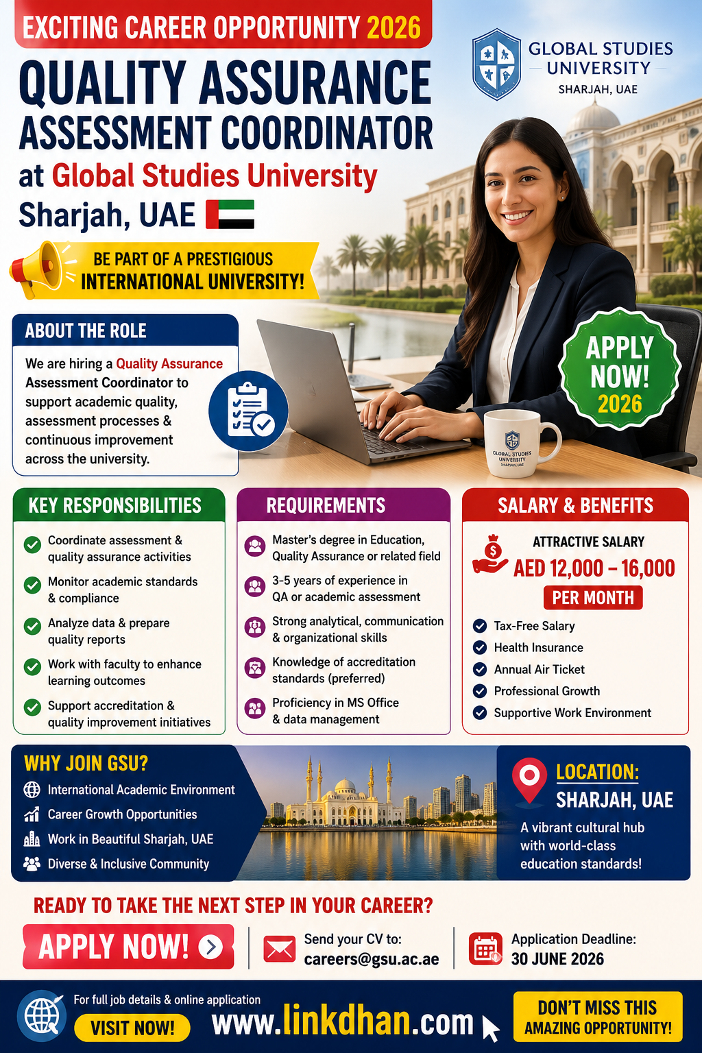 Quality Assurance Assessment Coordinator Job 2026 at Global Studies University Sharjah UAE – Full Details, Salary & How to Apply